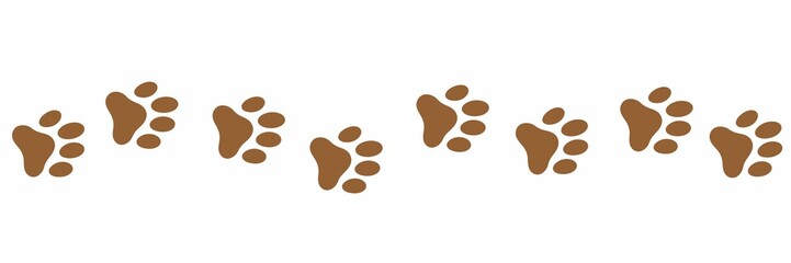 Silhouette paw prints on white background	