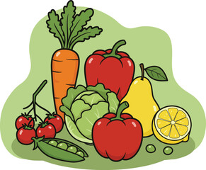 vegetables on white background