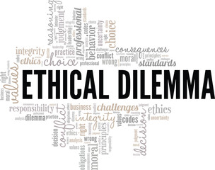 Ethical Dilemma word cloud conceptual design isolated on white background.