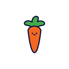 Kawaii Sticker Elements Carrot Illustration