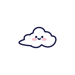 Kawaii Sticker Elements Cloud Illustration