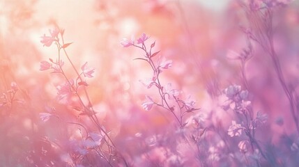 Naklejka premium Pastel flowers in soft sunlight bathed in warm colors.