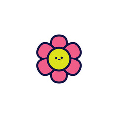 Kawaii Sticker Elements Flowers Illustration