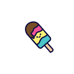 Kawaii Sticker Elements Ice Cream Illustration