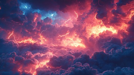 Obraz premium Magnificent red lightning cloud