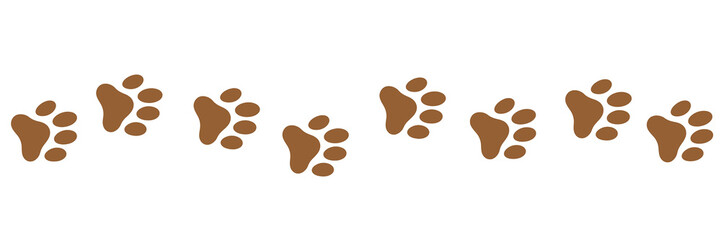 Silhouette paw prints on white background	