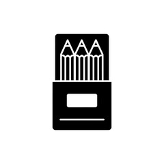Pencil Set in Box Icon for School and Office Supplies Storage