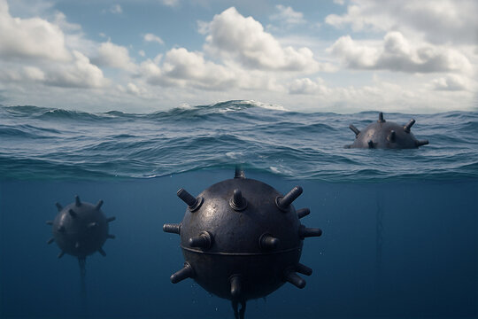 Mines flottantes entre deux-eaux.