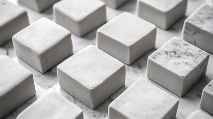 Gray square soaps on marble