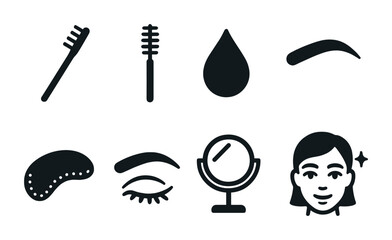 Beauty and makeup filled icons set – flat, solid, cosmetic and skincare symbols