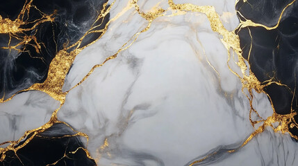 White and Black Marble Texture with Gold Veins for Luxury Background Design
