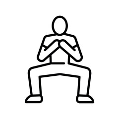 bodyweight squat black line icon for digital and print projects.