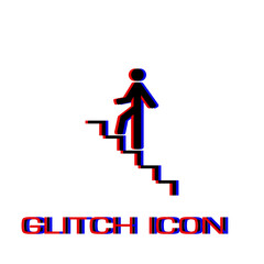 Go down up icon flat. Simple pictogram - Glitch effect. Vector illustration symbol