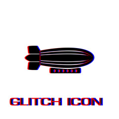 Airship zeppelin icon flat. Simple pictogram - Glitch effect. Vector illustration symbol © Liuart