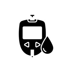 Obraz premium Glucose Meter Icon with Blood Drop for Diabetes Monitoring and Health Care