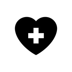 Obraz premium Heart Symbol with Cross Inside Icon for Medical Health Services