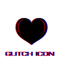 Heart icon flat. Simple pictogram - Glitch effect. Vector illustration symbol