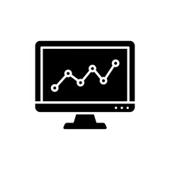 Graph Line Monitor Display Icon for Data Analysis