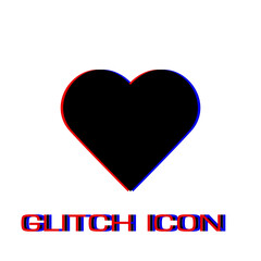 Heart icon flat. Simple pictogram - Glitch effect. Vector illustration symbol