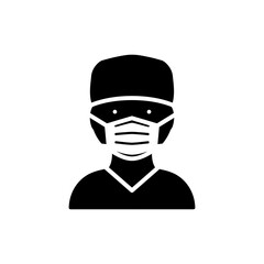 Surgeon Mask Face Covered Icon for Medical Procedures