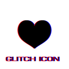 Heart icon flat. Simple pictogram - Glitch effect. Vector illustration symbol