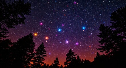 Starry night over trees