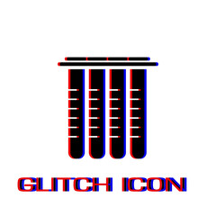Laboratory tube glass icon flat. Simple pictogram - Glitch effect. Vector illustration symbol