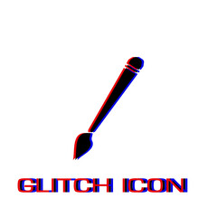 Art paint brush icon flat. Simple pictogram - Glitch effect. Vector illustration symbol