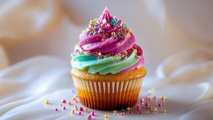 3d rendererd Cupcake With Cream. AI Generated.