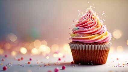 3d rendererd Cupcake With Cream. AI Generated.