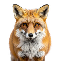 Fototapeta premium A cute young red fox standing wild on a white isolated studio background