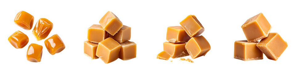 Stacked caramel candy cubes