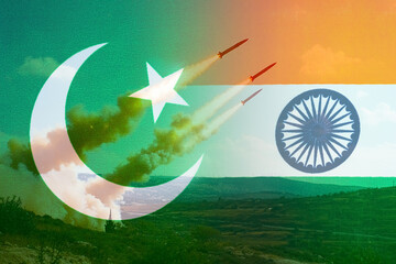 Military conflict between two world nuclear powers India and Pakistan. Pakistan vs. India.