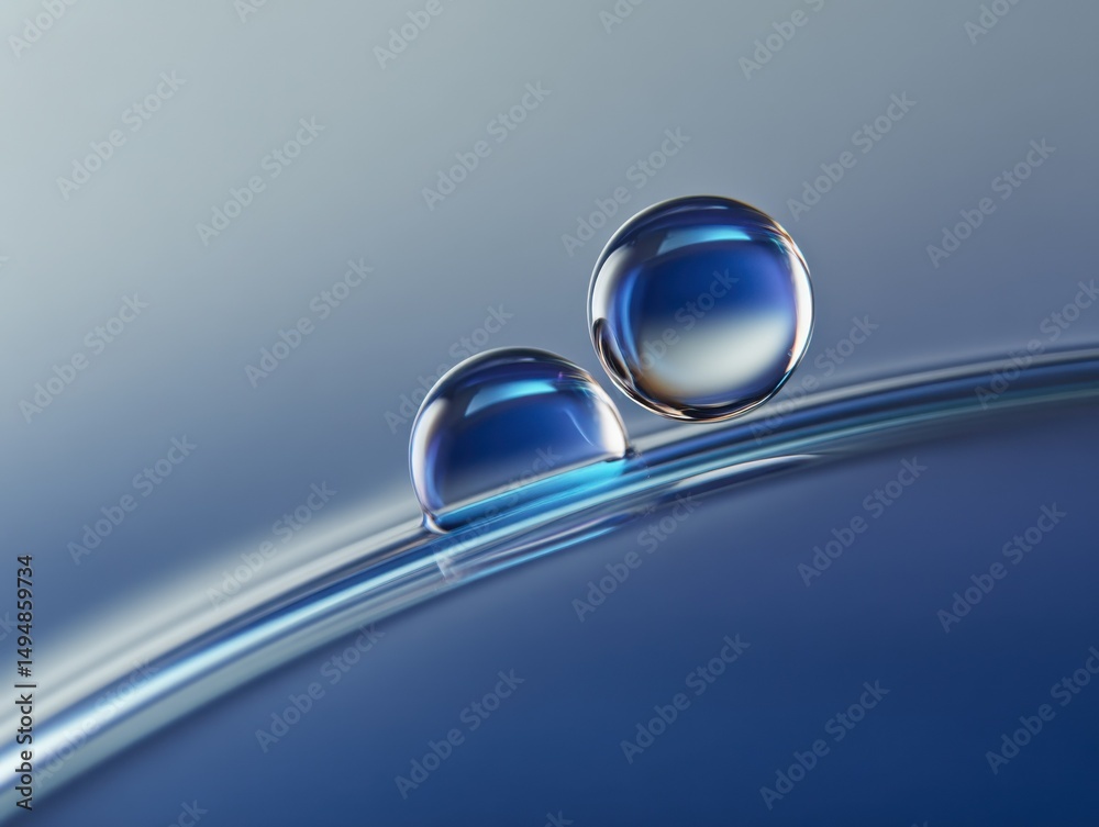 Aufkleber water droplets on a blue surface, symbolizing purity and innovation in science and technology resear
