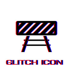 Road barrier icon flat. Simple pictogram - Glitch effect. Vector illustration symbol