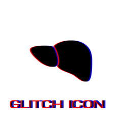 Liver icon flat. Simple pictogram - Glitch effect. Vector illustration symbol