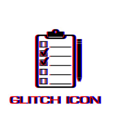 Quality control icon flat. Simple pictogram - Glitch effect. Vector illustration symbol