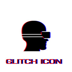 VR icon flat. Simple pictogram - Glitch effect. Vector illustration symbol