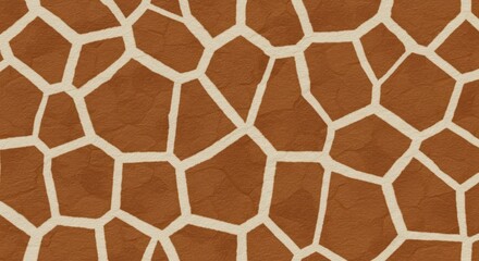 Obraz premium Giraffe Pattern Close Up: A close-up shot showcases the unique and intricate pattern of a giraffe's coat, revealing a textured canvas of brown and cream.