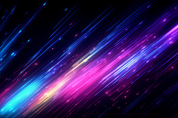 Neon Glowing Energy Line Effects&ndash; Abstract Light Streaks and FX Overlays on Dark Background