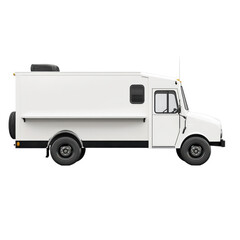 Classic White Food Truck Perfect for Events and Catering Opportunities on transparent background