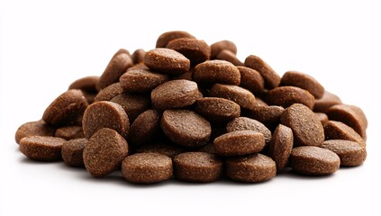 3D dog food rich in omega-3 fatty acids for coat health, isolated on white background.