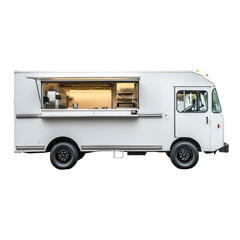 Clean and Modern Food Truck Ready for Service in an Urban Setting on transparent background