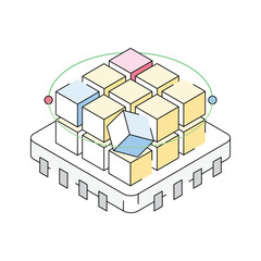 Grab this isometric style icon of 3d modeling chip