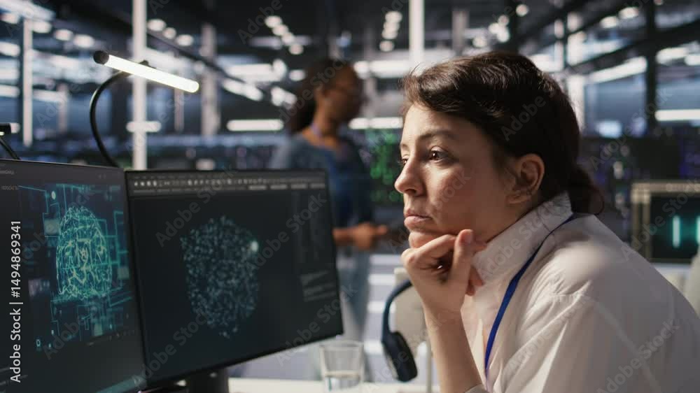 Poster software developer monitors server clusters performing ai training and inference tasks. it expert su