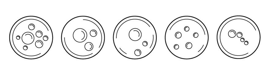 Collagen drops and hyaluronic acid bubbles line icon PNG. Vector cosmetic serum or skincare essence for beauty, hydration, and facial care products.