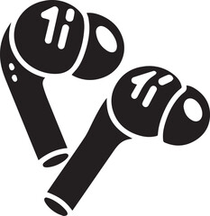 Black and White Vector Illustration of Wireless Earbuds, Minimalist In-Ear and Open-Fit Design

