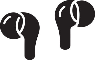 Black and White Vector Illustration of Wireless Earbuds, Minimalist In-Ear and Open-Fit Design

