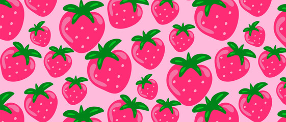 Bright seamless strawberry background.