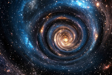 Galactic spiral showcasing vibrant colors and cosmic features in a star-filled universe